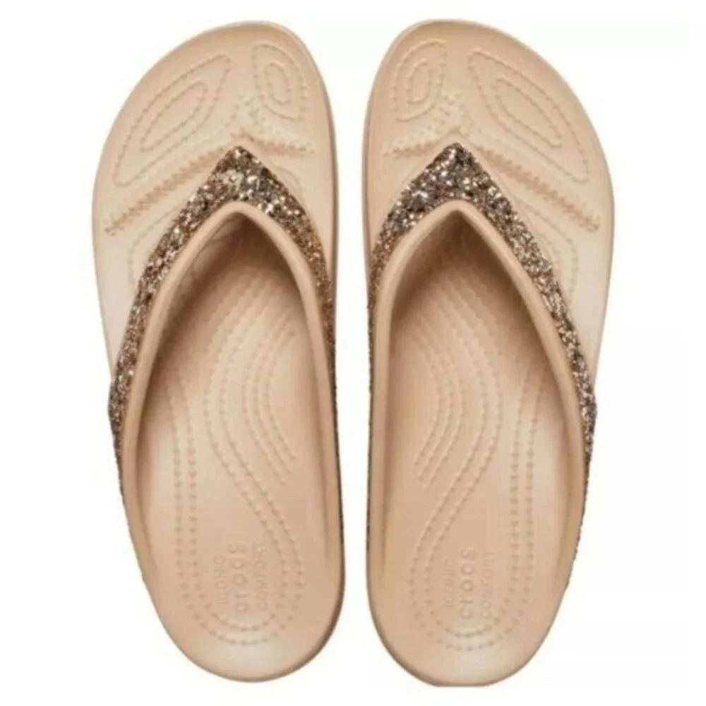 NWT - Crocs Women's Sloane Glitter Flip Flop Wedge Sandals W9 - Picture 10 of 10